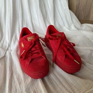 PUMA red suede creepers